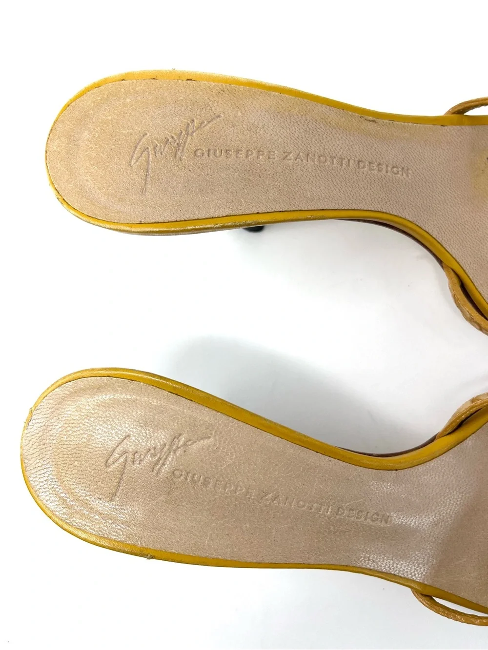 Vintage Giuseppe Zanotti Yellow Gold Crystal Turtle Sandals Kitten Heels 36 6